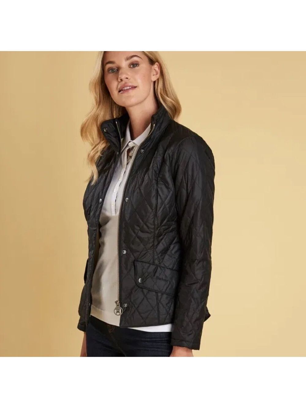 Barbour Flyweight Cavalry Quiet Luxury Quilted Minimalist Classic Jacket Size 4 - Picture 2 of 15